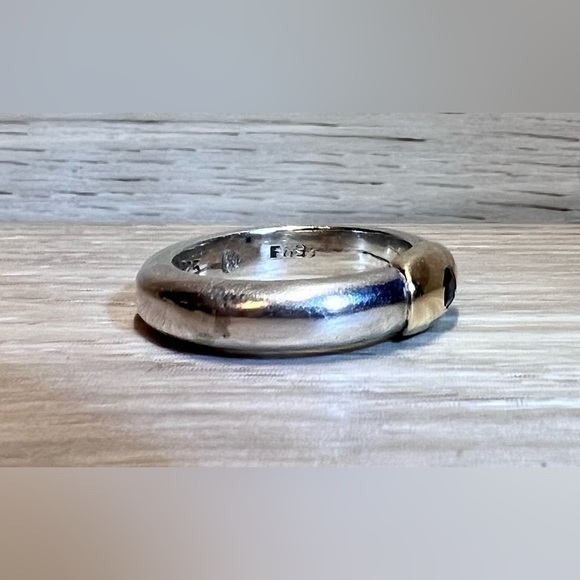 Lalaounis 1970 Greece 18K Yellow Gold/Sterling Silver Blue Sapphire Band Ring - Picture 3 of 9